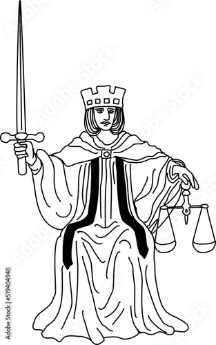 tarot major arcana justice vector lineart