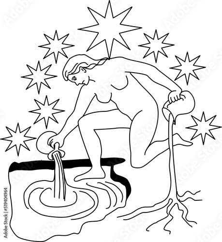 tarot major arcana star  vector lineart