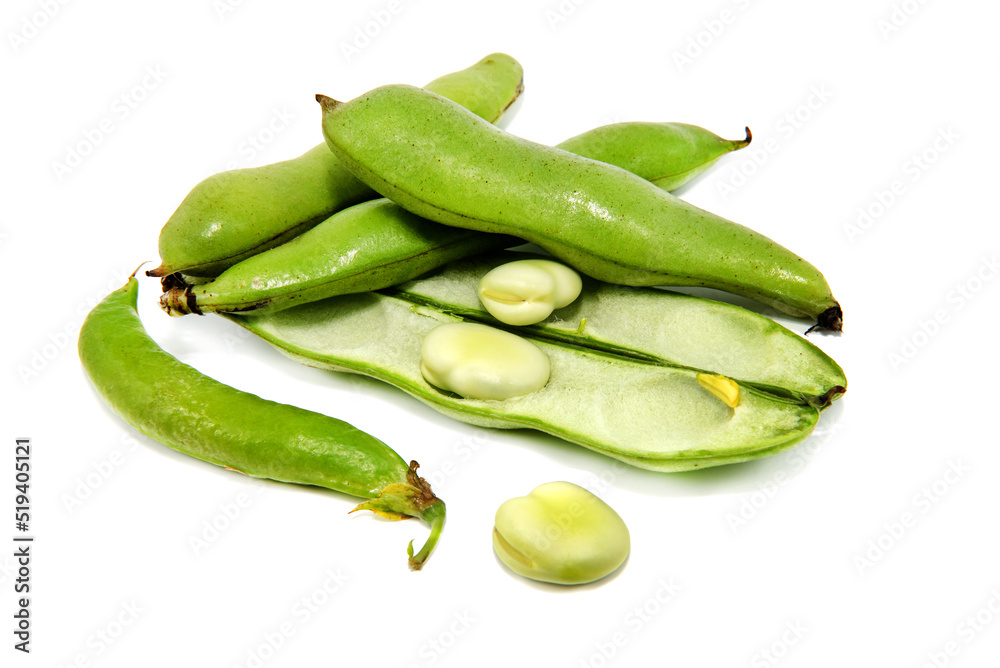Green beans on a white background close-up. Bean Seed Isolate Green beans on a white background close-up. Bean Seed Isolate