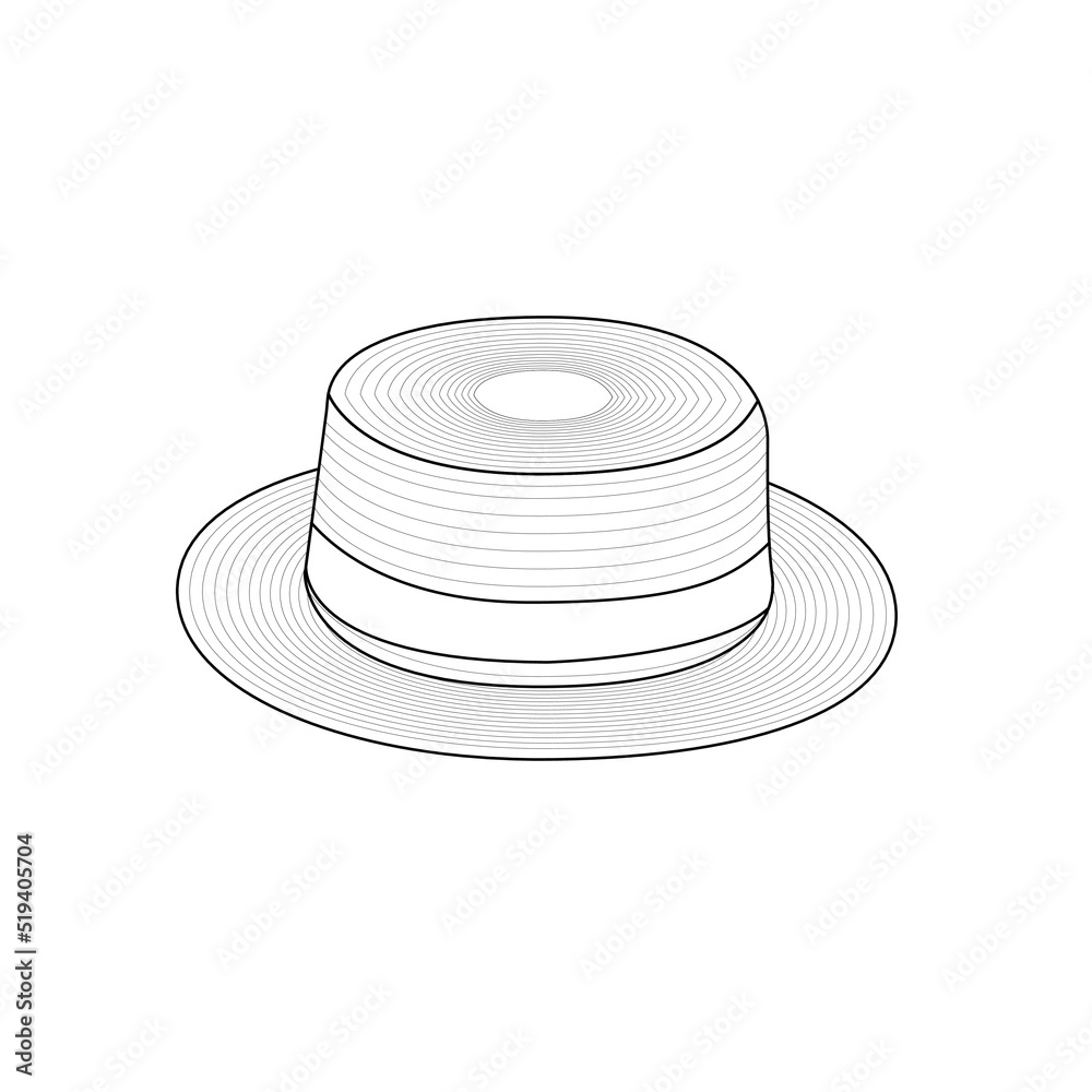 Straw Hat Outline Icon Illustration on White Background Straw Hat Outline Icon Illustration on White Background