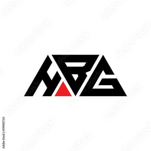 HBG triangle letter logo design with triangle shape. HBG triangle logo design monogram. HBG triangle vector logo template with red color. HBG triangular logo Simple, Elegant, and Luxurious Logo... photo