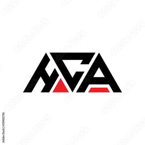 HCA triangle letter logo design with triangle shape. HCA triangle logo design monogram. HCA triangle vector logo template with red color. HCA triangular logo Simple, Elegant, and Luxurious Logo... photo