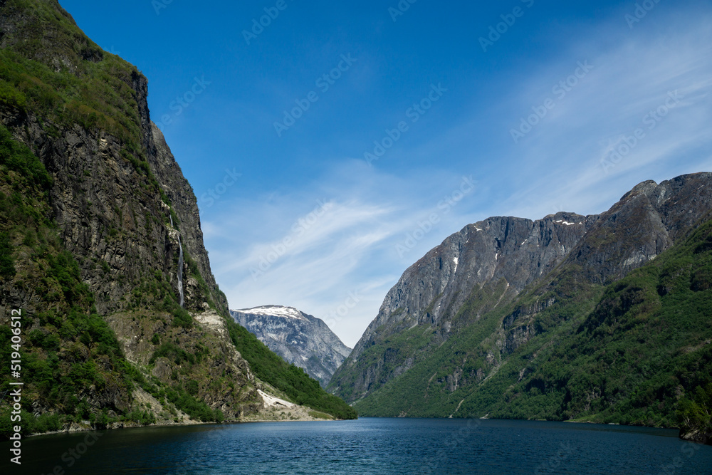 The breathtaking scenery of the Naerofjord in Gudvagen, Norway