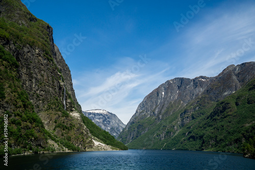 The breathtaking scenery of the Naerofjord in Gudvagen, Norway