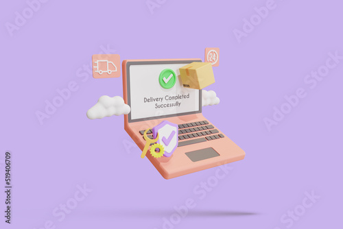 online shopping on mobile aplication. 3d rendering