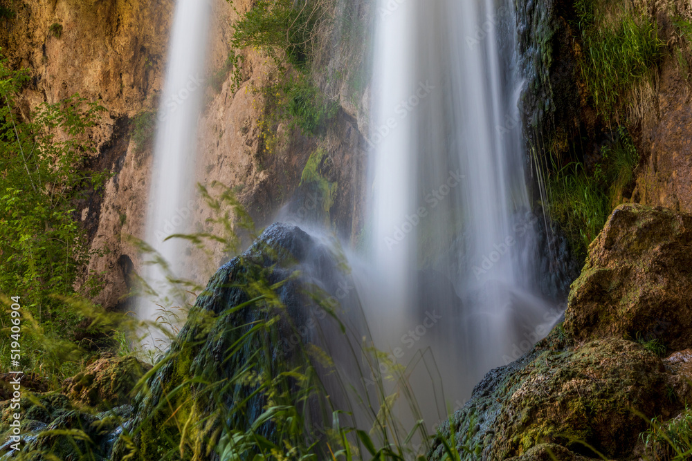 Fototapeta premium Rifle Falls State Park, Colorado. Cascading triple waterfall