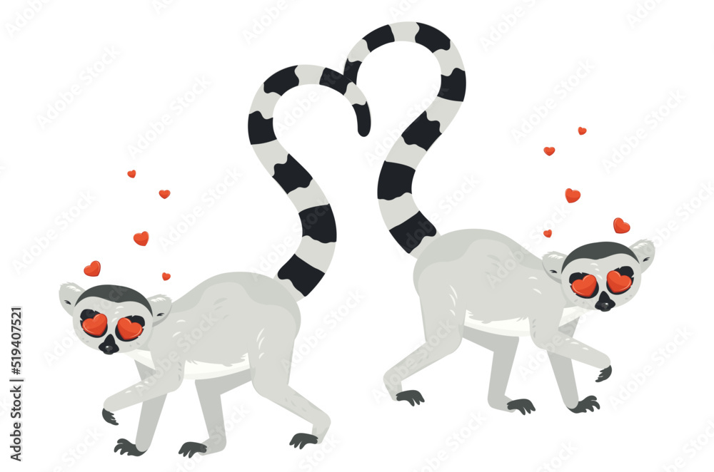 Lemur couple with heart