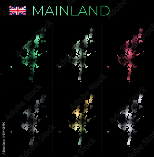 Mainland dotted map set. Map of Mainland in dotted style. Borders of the island filled with beautiful smooth gradient circles. Superb vector illustration. photo