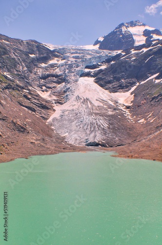 Aerial view of Trift Glacier, Urner Alps near Gadmen, Berne, Switzerland photo