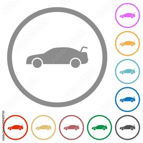 Car trunk open dashboard indicator flat icons with outlines