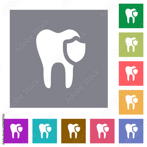 Dental protection square flat icons
