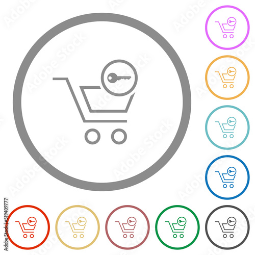 Secure shopping outline flat icons with outlines