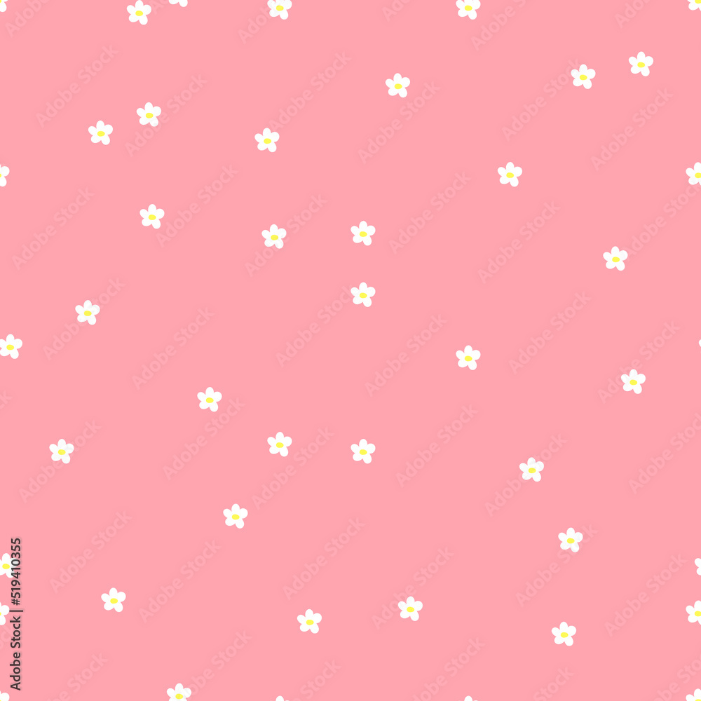 Cute little daisies on a pink background. Seamless pattern of small flowers. The elegant the template for fashion prints. Vector illustration Cute little daisies on a pink background. Seamless pattern of small flowers. The elegant the template for fashion prints. Vector illustration