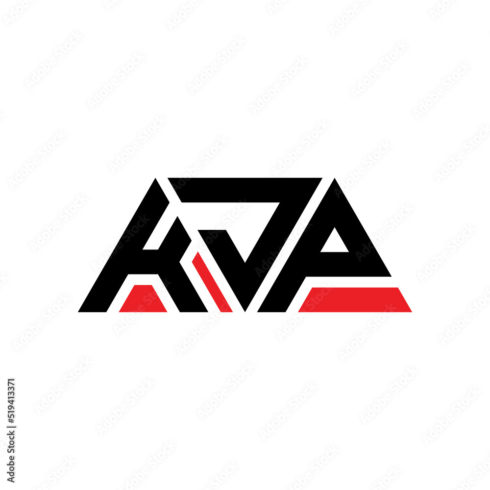 Vetor de KJP triangle letter logo design with triangle shape. KJP