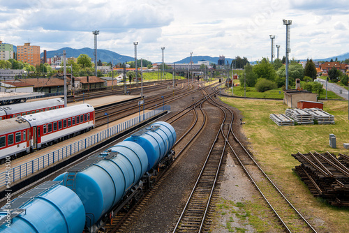 Trains at Poprad Railway Station, Presov, Slovakia photo