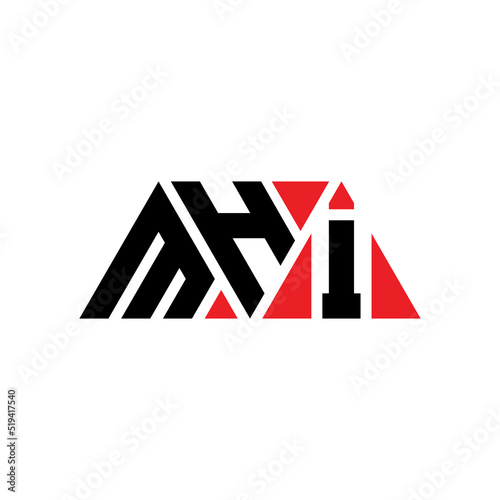 MHI triangle letter logo design with triangle shape. MHI triangle logo design monogram. MHI triangle vector logo template with red color. MHI triangular logo Simple, Elegant, and Luxurious Logo...