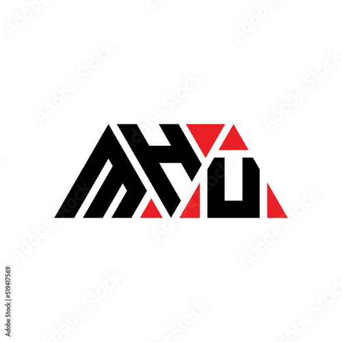 MHU triangle letter logo design with triangle shape. MHU triangle logo design monogram. MHU triangle vector logo template with red color. MHU triangular logo Simple, Elegant, and Luxurious Logo...