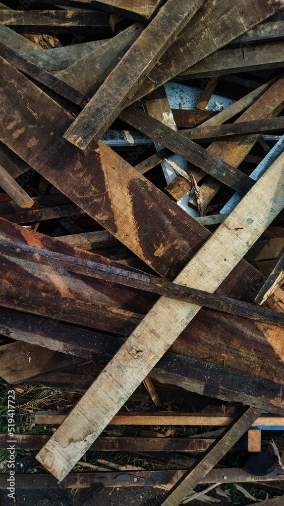 Pile of scrap wood from old house