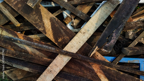 Pile of scrap wood from old house