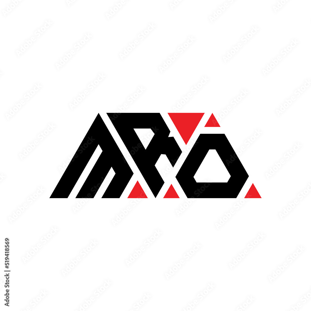 MRO triangle letter logo design with triangle shape. MRO triangle logo design monogram. MRO triangle vector logo template with red color. MRO triangular logo Simple, Elegant, and Luxurious Logo... - obrazy, fototapety, plakaty 