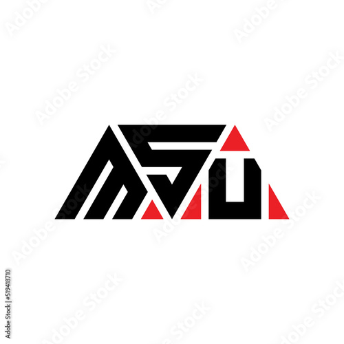 MSU triangle letter logo design with triangle shape. MSU triangle logo design monogram. MSU triangle vector logo template with red color. MSU triangular logo Simple  Elegant  and Luxurious Logo...