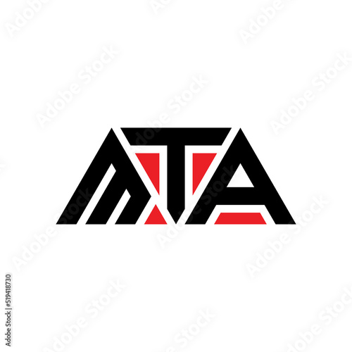 MTA triangle letter logo design with triangle shape. MTA triangle logo design monogram. MTA triangle vector logo template with red color. MTA triangular logo Simple, Elegant, and Luxurious Logo... photo