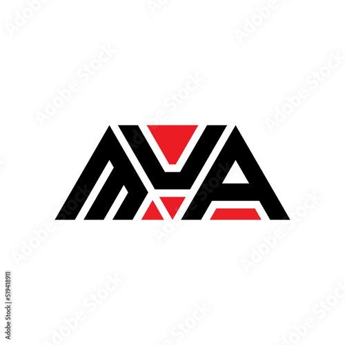 MUA triangle letter logo design with triangle shape. MUA triangle logo design monogram. MUA triangle vector logo template with red color. MUA triangular logo Simple, Elegant, and Luxurious Logo...