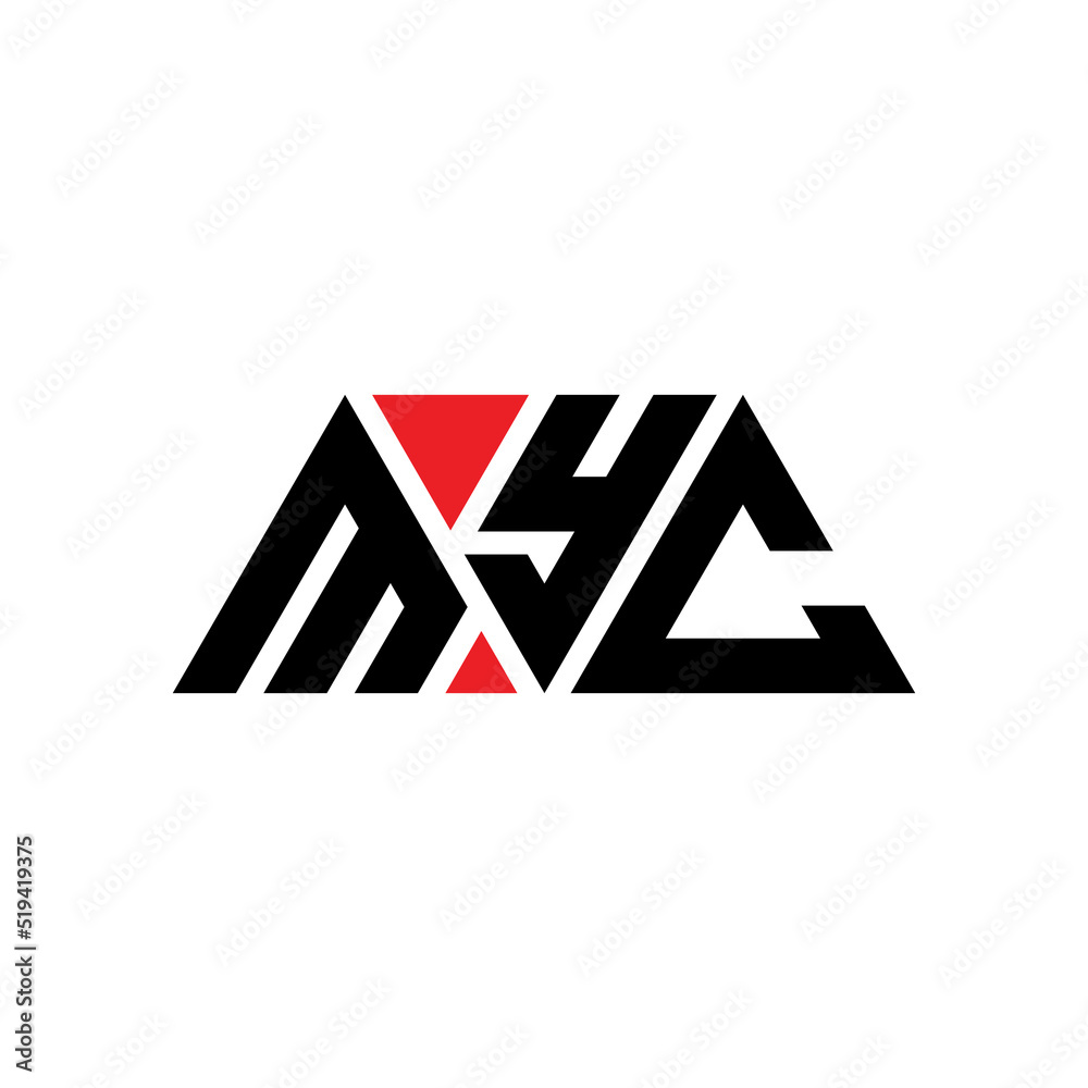 MYC triangle letter logo design with triangle shape. MYC triangle logo design monogram. MYC triangle vector logo template with red color. MYC triangular logo Simple, Elegant, and Luxurious Logo...