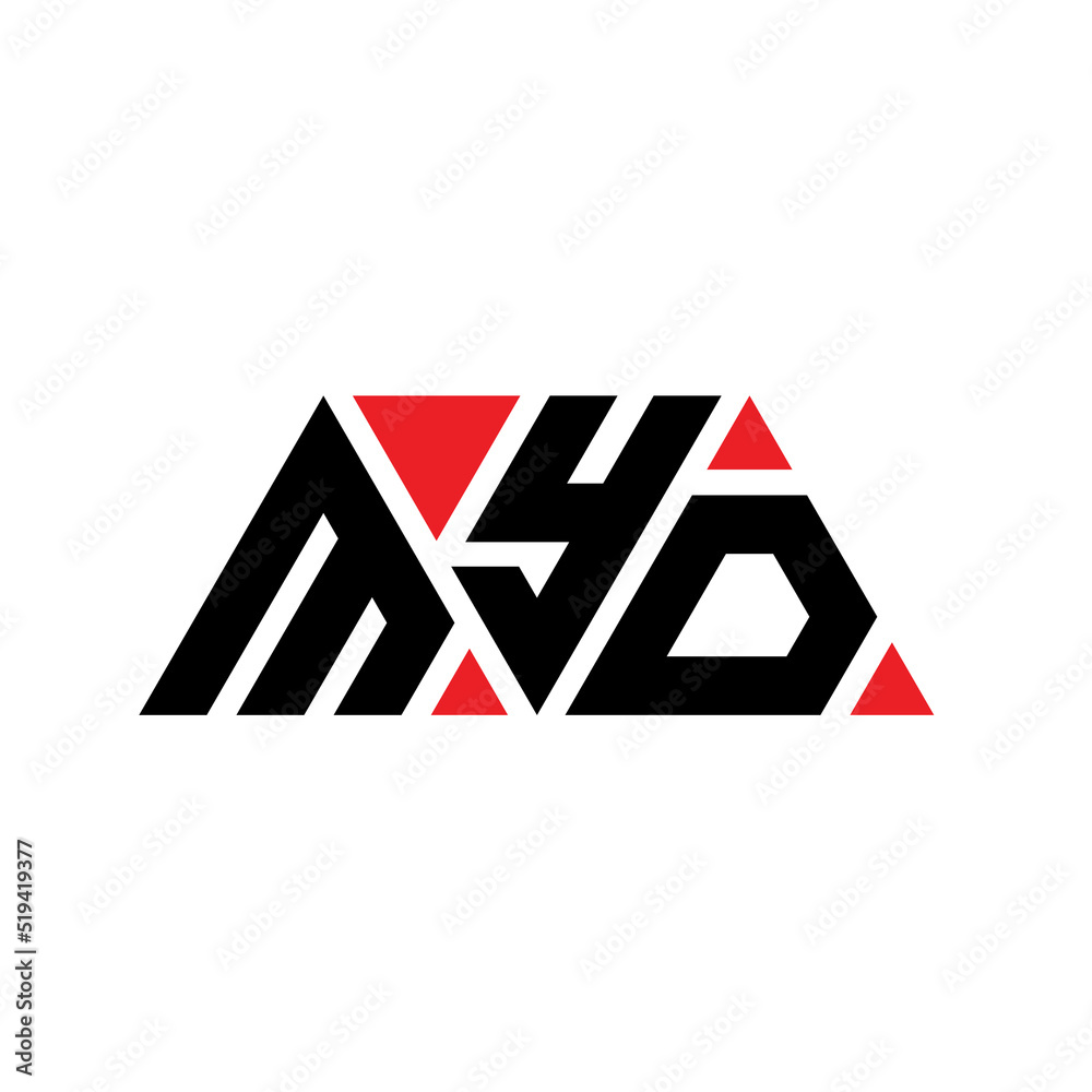 MYD triangle letter logo design with triangle shape. MYD triangle logo design monogram. MYD triangle vector logo template with red color. MYD triangular logo Simple, Elegant, and Luxurious Logo... - obrazy, fototapety, plakaty 