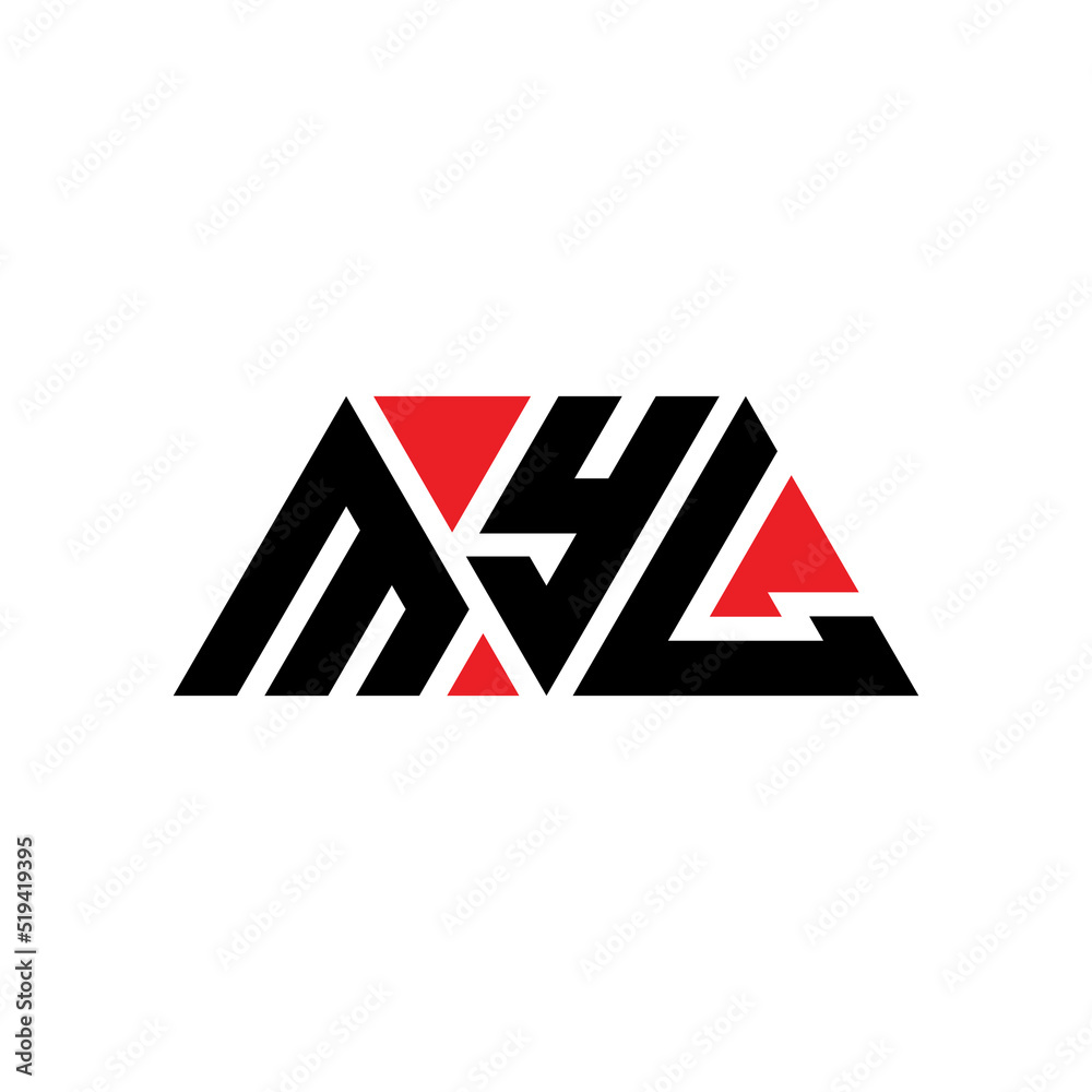 MYL triangle letter logo design with triangle shape. MYL triangle logo design monogram. MYL triangle vector logo template with red color. MYL triangular logo Simple, Elegant, and Luxurious Logo...