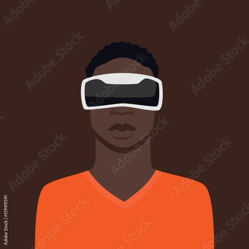 A handsome guy in virtual reality glasses. VR technologies, augmented reality, metaverse. Vector flat illustration.