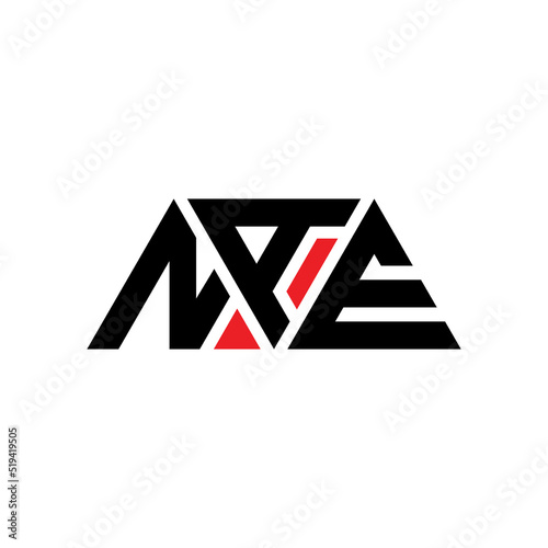 NAE triangle letter logo design with triangle shape. NAE triangle logo design monogNAm. NAE triangle vector logo template with red color. NAE triangular logo Simple, Elegant, and Luxurious Logo... photo
