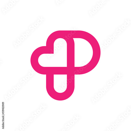 Letter P heart logo design