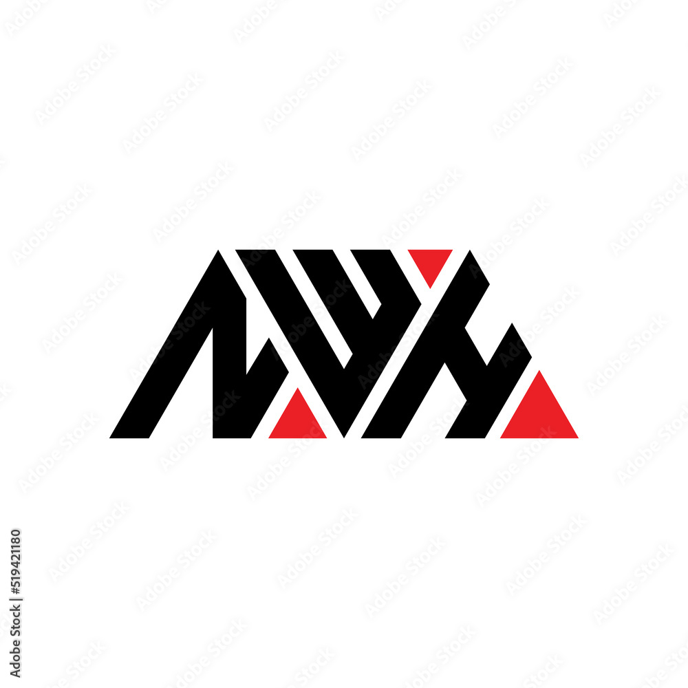 Obraz premium NWH triangle letter logo design with triangle shape. NWH triangle logo design monogram. NWH triangle vector logo template with red color. NWH triangular logo Simple, Elegant, and Luxurious Logo...