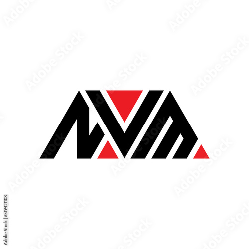 NVM triangle letter logo design with triangle shape. NVM triangle logo design monogram. NVM triangle vector logo template with red color. NVM triangular logo Simple, Elegant, and Luxurious Logo... photo