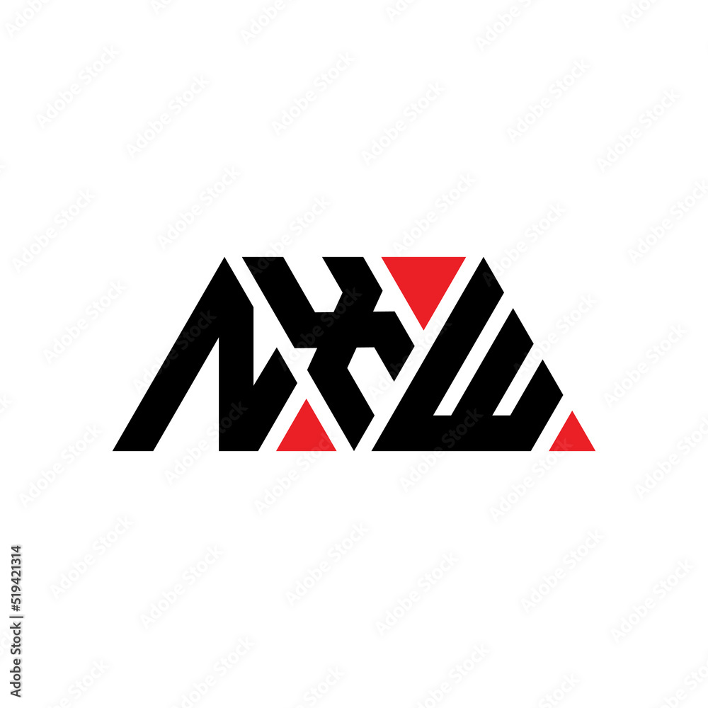 Obraz premium NXW triangle letter logo design with triangle shape. NXW triangle logo design monogram. NXW triangle vector logo template with red color. NXW triangular logo Simple, Elegant, and Luxurious Logo...