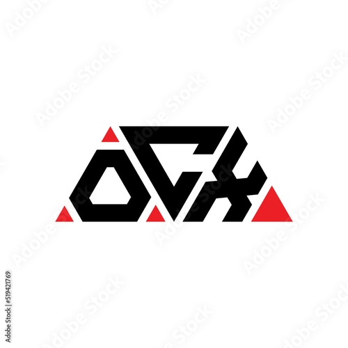 OCX triangle letter logo design with triangle shape. OCX triangle logo design monogram. OCX triangle vector logo template with red color. OCX triangular logo Simple, Elegant, and Luxurious Logo... photo