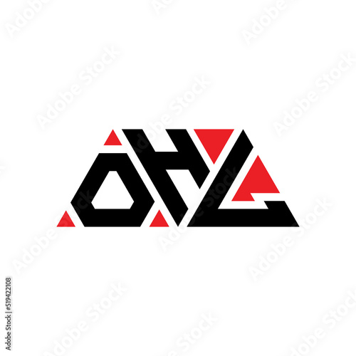 OHL triangle letter logo design with triangle shape. OHL triangle logo design monogram. OHL triangle vector logo template with red color. OHL triangular logo Simple, Elegant, and Luxurious Logo... photo