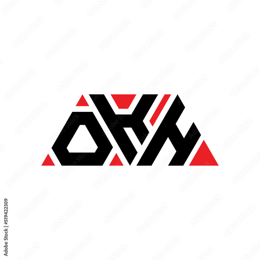 OKH triangle letter logo design with triangle shape. OKH triangle logo design monogram. OKH triangle vector logo template with red color. OKH triangular logo Simple, Elegant, and Luxurious Logo...