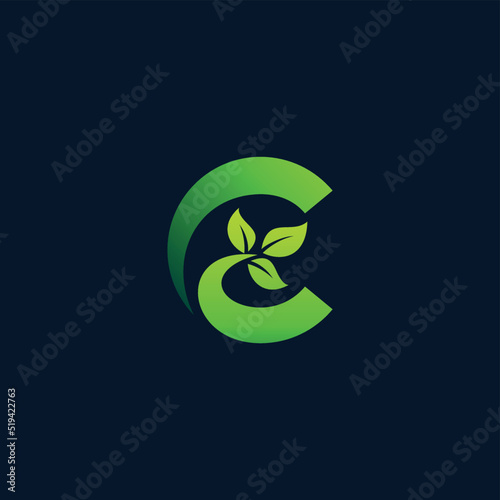 grass and leaf letter g logo, g letter leaf with grass