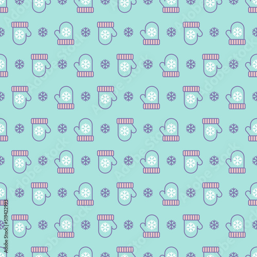 Christmas mitten pattern flat color style on background for greeting card, web design, product promotion, poster, christmas sale and marketing material, decoration. Vector Illustration