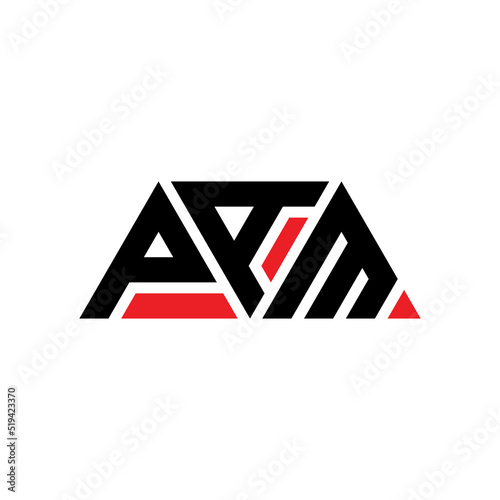 PAM triangle letter logo design with triangle shape. PAM triangle logo design monogram. PAM triangle vector logo template with red color. PAM triangular logo Simple, Elegant, and Luxurious Logo...
