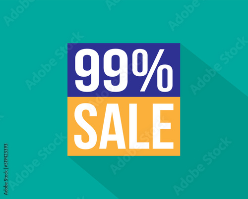 99% off. Blue and orange banner for discounts and promotion. Design for web and online sales.