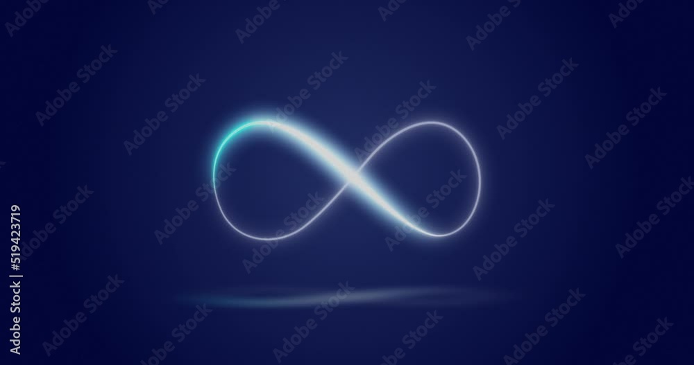 Animation of infinity symbol over navy background
