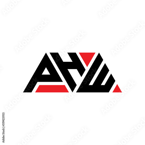 PHW triangle letter logo design with triangle shape. PHW triangle logo design monogram. PHW triangle vector logo template with red color. PHW triangular logo Simple, Elegant, and Luxurious Logo...