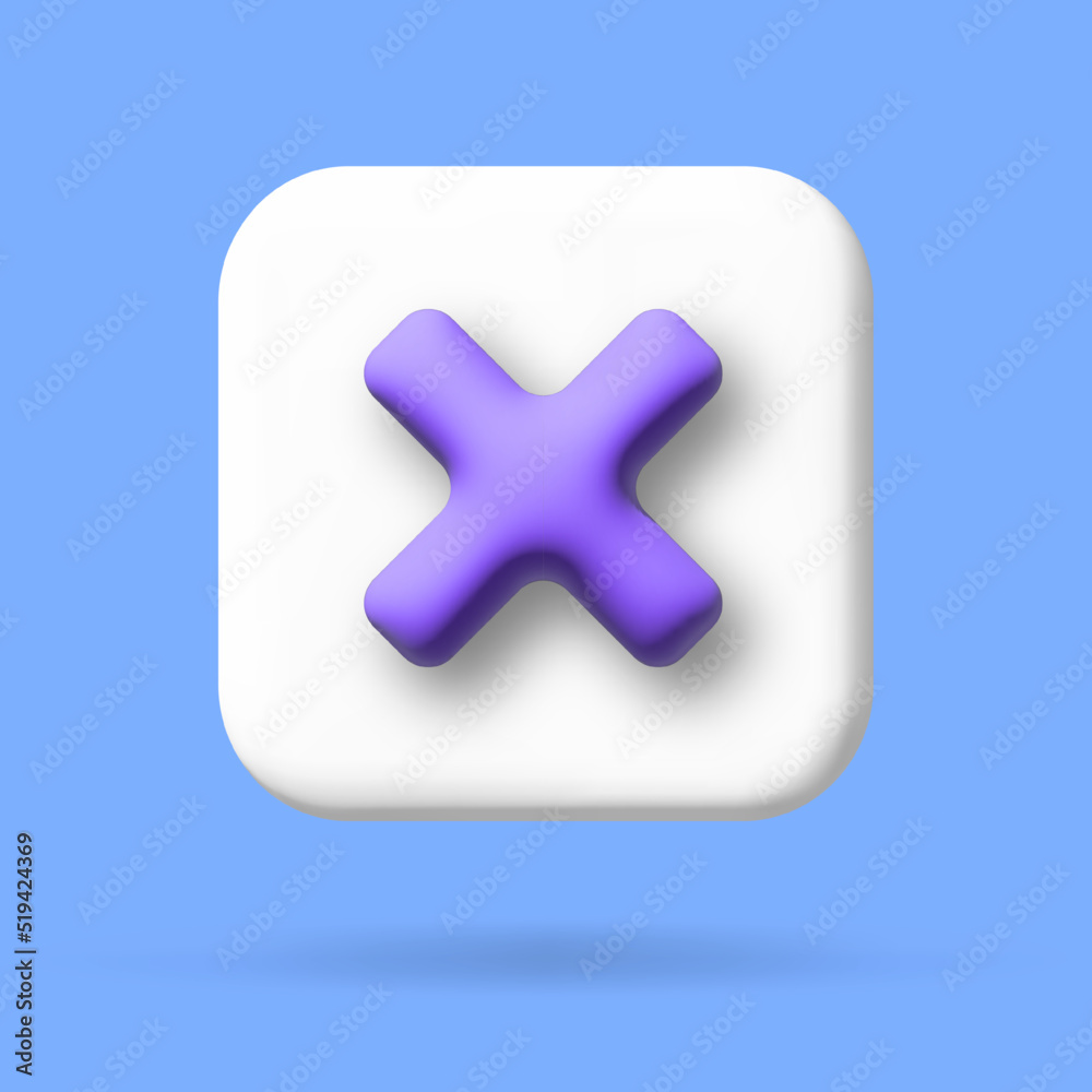 Cross ban and error icon. Vector 3d illustration.