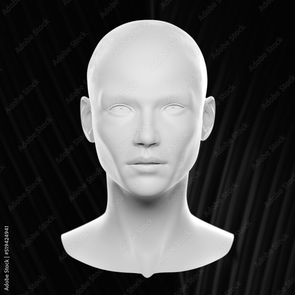 3D bust sculpture of a human woman fully white 3D bust sculpture of a human woman fully white