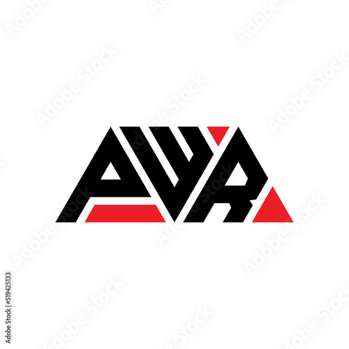 PWR triangle letter logo design with triangle shape. PWR triangle logo design monogram. PWR triangle vector logo template with red color. PWR triangular logo Simple, Elegant, and Luxurious Logo...