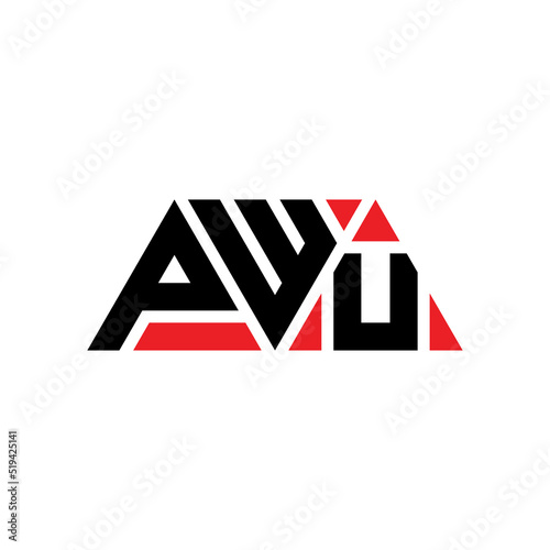 PWU triangle letter logo design with triangle shape. PWU triangle logo design monogram. PWU triangle vector logo template with red color. PWU triangular logo Simple, Elegant, and Luxurious Logo...