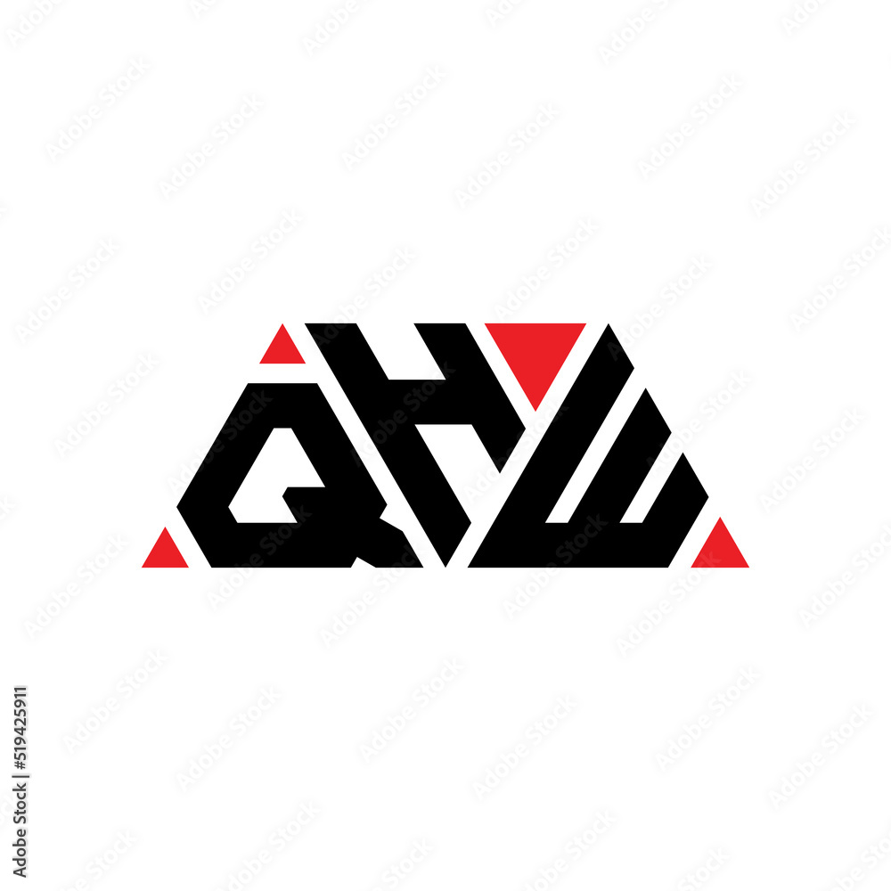 QHW triangle letter logo design with triangle shape. QHW triangle logo design monogram. QHW triangle vector logo template with red color. QHW triangular logo Simple, Elegant, and Luxurious Logo...